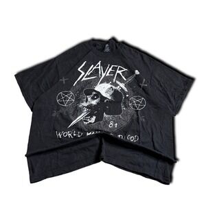 Vintage Graphic T Shirt Slayer World Hanes Distrssed Archive Y2K Style  Size XL